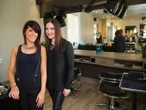 Thelma Bento and Katie Foster are co-owners of Taz Hair Co., which opened at 230 Piccadilly St. in March. (MIKE HENSEN, The London Free Press)