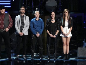 (L-R) Jake Worthington, Josh Kaufman, Kristen Merlin, Kat Perkins, Christina Grimmie. (Photo by: Tyler Golden/NBC)