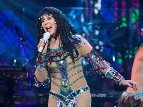 Cher singing at the Bell Centre in Montreal, Que. on April 25, 2014. (JOEL LEMAY/QMI AGENCY)