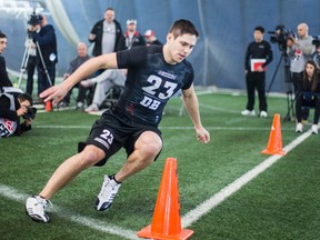 Antoine Pruneau during the CFL Combine at the Varsity Centre in Toronto March 234. (Ernest Doroszuk/QMI Agency)