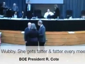 Former Board of Education President Raymond Cote making the offending remarks in a video posted online.

(YouTube/NataliaTJ)