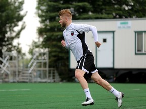 Ottawa Fury FC captain Richie Ryan trains with the squad at Carleton University Wednesday. (Chris Hofley/Ottawa Sun)