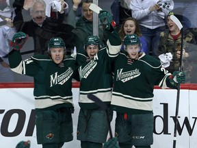 Mikael Granlund (left), Zach Parise, and Jonas Brodin are among a core of players that should keep the Minnesota Wild in the thick of the playoff race in the future. (Brace Hemmelgarn/USA TODAY Sports)