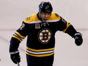 Bruins winger Milan Lucic wasn't a happy camper during the end-of-game handshakes following Boston's loss to the Montreal Canadiens in Game 7. (Greg M. Cooper/USA TODAY Sports)