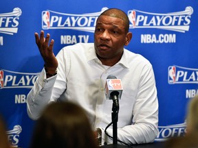 Los Angeles Clippers head coach Doc Rivers was fined $25,000 by the NBA after he said his team got 'robbed' due to a bad call Tuesday. (KELVIN KUO/USA Today)