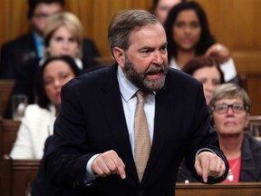 New Democratic Party leader Thomas Mulcair speaks during Question Period in the House of Commons.

REUTERS/Chris Wattie