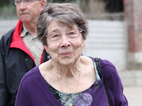 Evelyn Minty, 86, leaves the Midhurst inquest into her son's 2009 shooting death at the hands of a police officer. (Tracy McLaughlin/Toronto Sun)