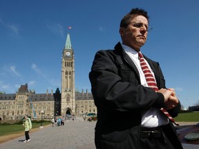 Hassan Diab leaves Parliament Hill following a news conference in Ottawa April 13, 2012. REUTERS/Blair Gable