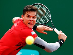 Milos Raonic of Canada moved into the quarterfinals at the Internazionali BNL d’Italia in Rome on Thursday. (REUTERS)