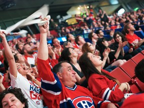 Montreal Canadiens fans watch Game 7, played in Boston, at the Bell Centre in Montreal, May 14, 2014. (JACQUES PHARAND/QMI Agency)