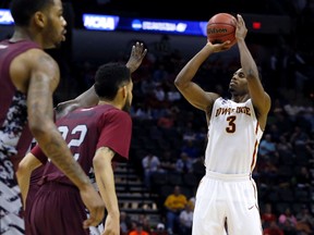 Iowa State Cyclones forward Melvin Ejim (3) shoots against the North Carolina Central Eagles in the second half of a men's college basketball game during the second round of the 2014 NCAA Tournament at AT&T Center on March 21, 2014. (KEVIN JAIRAJ/USA TODAY Sports)