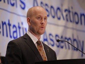 Education Minister Jeff Johnson speaks to a crowd of teachers at the Alberta Teachers' Association annual meeting in Calgary Saturday, May 17. MIKE DREW/ CALGARY SUN/ QMI AGENCY