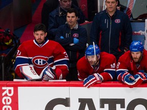 Canadiens goalie Carey Price wears a look of dejection after exiting early in Game 1 of their Eastern Conference final against the Rangers on Saturday in Montreal. (BEN PELOSSE/QMI AGENCY)