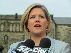 Andrea Horwath announces at Queen's Park Saturday a $60-million NDP plan to repurpose old schools. (ANTONELLA ARTUSO/Toronto Sun)