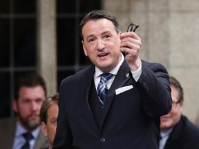 Canada's Natural Resources Minister Greg Rickford speaks during Question Period in the House of Commons on Parliament Hill in Ottawa March 31, 2014. 
REUTERS/Chris Wattie