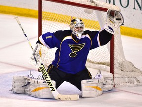 The Blues signed goalie Brian Elliott to a three-year extension, making Ryan Miller the odd man out with Jake Allen being promoted from the minors to play next season. (Scott Rovak/USA TODAY Sports)