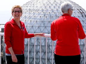 Liberal Leader Kathleen Wynne and partner Jane Rounthwaite at the Atlantis Pavilion at Ontario Place Monday, May 19, 2014. (Dave Thomas/Toronto Sun)
