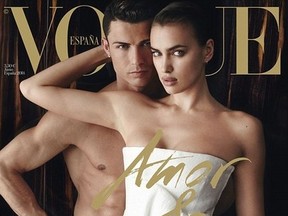 The cover of Spanish Vogue with Cristiano Ronaldo and Irina Shayk. (Vogue)