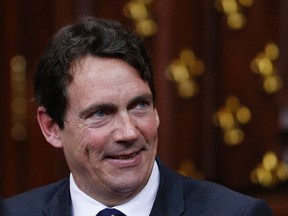 Parti Quebecois member of the National Assembly (MNA) and former Quebecor CEO Pierre Karl Peladeau looks on during a swearing-in ceremony at the National Assembly in Quebec City, April 22, 2014. REUTERS/Mathieu Belanger