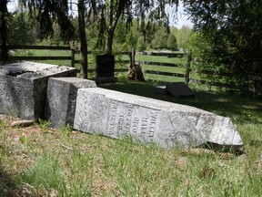 A pair of 12-year-old girls and a 13-year-old boy are being dealt with after OPP investigated the vandalism of 17 headstones at Sandy Hill Cemetery in the village of North Augusta. Cops say the damage will cost about $4,000 to repair.
DOUG HEMPSTEAD/Ottawa Sun
