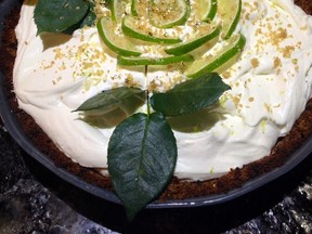 Key lime pie made with fresh limes from the garden.