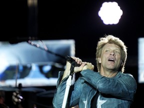 Jon Bon Jovi performing live on stage at Estadio Vicente Calderon in Madrid, Spain on June 27, 2013. (Sean Thorton/WENN.com)