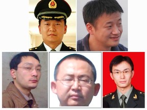 A combination photo shows five Chinese military officers who the U.S. has accused of cyber espionage. Top row: Sun Kailiang (L), Huang Zhenyu (R), bottom row L-R: Wen Xinyu, Wang Dong and Gu Chunhui in FBI released photos. The United States on May 19, 2014 charged five Chinese military officers and accused them of hacking into American nuclear, metal and solar companies to steal trade secrets, ratcheting up tensions between the two world powers over cyber espionage.  REUTERS/FBI/Handout via Reuters