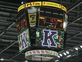 The game clock at the Rogers K-Rock Centre.
JULIA MCKAY/THE WHIG-STANDARD