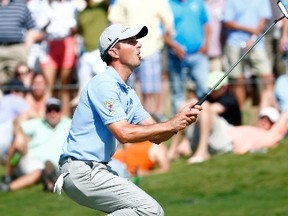 Mike Weir reacts to a missed birdie attempt during the final round of the Byron Nelson Championship last weekend. Weir finished second and says he is having fun again. (AFP)