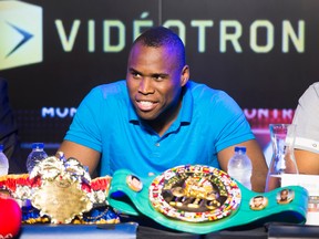 Boxer Adonis Stevenson attends a press conference Thursday in advance of his match against Polish challenger Andrzej Fonfara in Montreal on Saturday. (Philippe-Olivier Contant/QMI Agency)