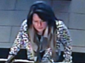 Police say this woman is behind the theft of a donation box in Richmond Hill. (York Regional Police handout)