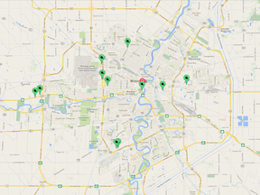 Public and private EV charging stations in Winnipeg. (caa.ca)