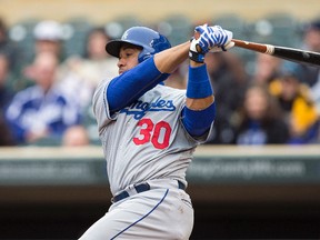 The Dodgers released catcher Miguel Olivo, who was in the minors, following an incident with a teammate earlier this week. (Jesse Johnson/USA TODAY Sports)