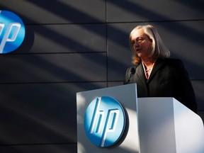 Meg Whitman, chief executive officer and president of Hewlett-Packard, speaks during the grand opening of the company's Executive Briefing Center in Palo Alto, California Jan. 16, 2013. REUTERS/Stephen Lam