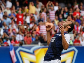 Landon Donovan of the U.S. yells after missing a scoring attempt against Panama during the second half of the CONCACAF Gold Cup soccer final in Chicago, Illinois, July 28, 2013. (REUTERS)