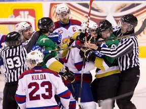 The Oil Kings dropped a 4-3 decision in double overtime to the Val d’Or Foreurs during the round robin but express confidence going into the semifinal. (Derek Ruttan, QMI Agency)