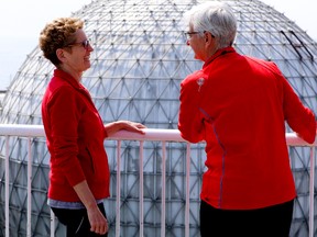 Liberal Leader Kathleen Wynne with her partner, Jane, at the Atlantis Pavilion at Ontario Place. (DAVE THOMAS/Toronto Sun)