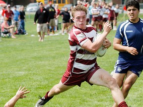 Action from this week's Bay of Quinte senior boys rugby final at MAS Park. (JEROME LESSARD/The Intelligencer)