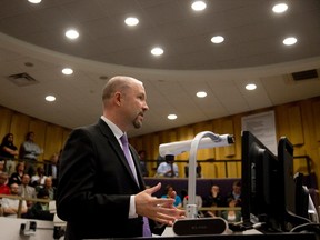 City planner John Fleming presents The London Plan to city council. A public meeting on the plan is scheduled for June 23. (DEREK RUTTAN, The London Free Press)