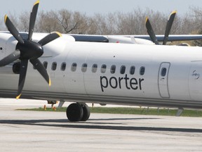 Porter Airlines plane at Billy Bishop Toronto City Airport.
