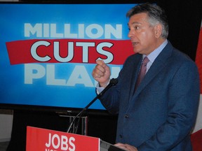 Liberal Finance Minister Charles Sousa held a technical briefing at a downtown Toronto hotel Saturda morning to run through the Progressive Conservative’s much–touted Million Jobs Plan. (SHAWN JEFFORDS/Toronto Sun)
