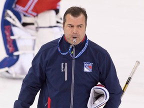 Coach Alain Vigneault during New York Rangers practice at Madison Square Garden May 24, 2014. (BEN PELOSSE/QMI Agency)