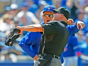 Blue Jays manager John Gibbons didn’t have any heated encounters with umpires this season until Sunday's game. (MICHAEL PEAKE/Toronto Sun)
