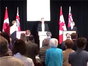 Liberal leader Kathleen Wynne, left, and NDP leader Andrea Horwath, right.
