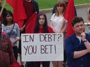 Students rallied at the University of Ottawa Monday, May 26, 2014 to protest tuition hikes that are part of the 2014/5 budget.
MEGAN GILLIS/OTTAWA SUN/QMI AGENCY