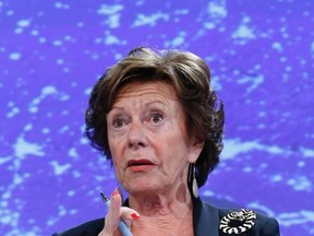 European Commissioner for Digital Agenda Neelie Kroes holds a news conference on the European Commission telecoms package in Brussels Sept. 12, 2013. REUTERS/Yves Herman
