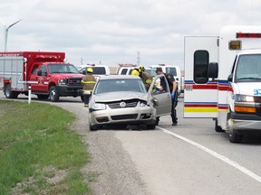 A damaged vehicle south of Highway 3 involved in a crash over the May Long weekend. Greg Cowan photo/QMI Agency.