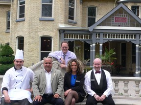 The management team of the new and improved Idlewyld Inn and Sp include (l-r) Chef Trevor Stephens, Shmuel Farhi, Effie Gurman, Ed Bloor and Alon Gurman (standing).