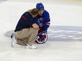 Rangers forward Derek Stepan, injured during Game 3 of the Eastern Conference final last week, will be a game-time decision for Game 5 in Montreal. (Elsa/Getty Images/AFP)