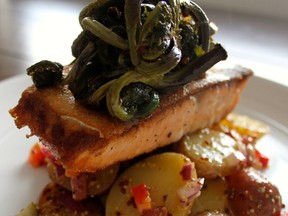This pan roasted Arctic char is made from ingredients found at the farmers' market.